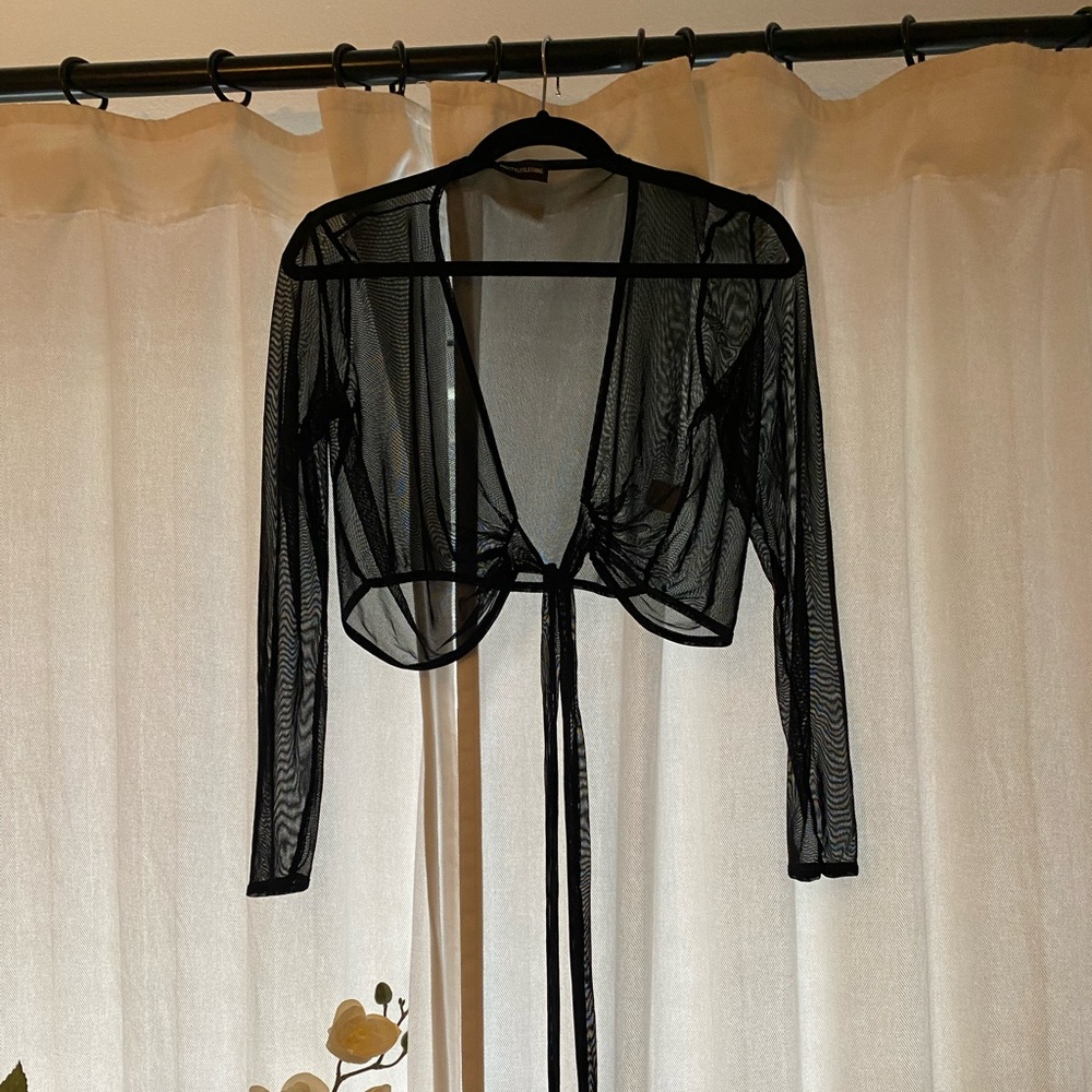 Mesh see through black crop top